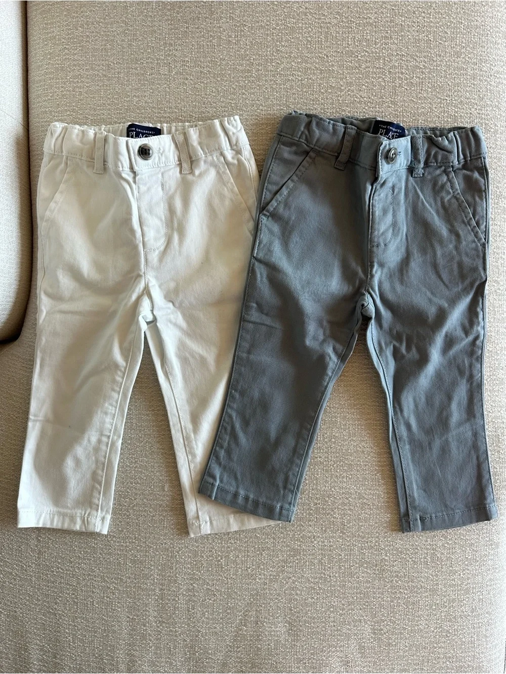 The Children's Place Toddler Cream & Gray Chino Pants - 2-Pack